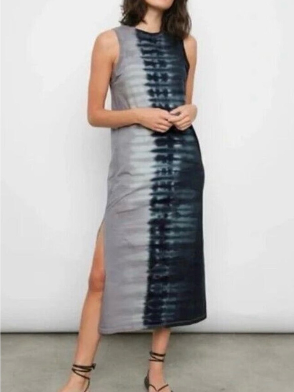 Rails Black & Gray Tie-Dye Sleeveless Maxi Tank Dress